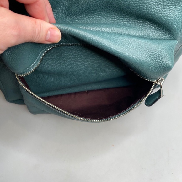 COACH Backpack Dark Turquoise Pebble Leather Silver Hardware (29004) EUC - Picture 7 of 16